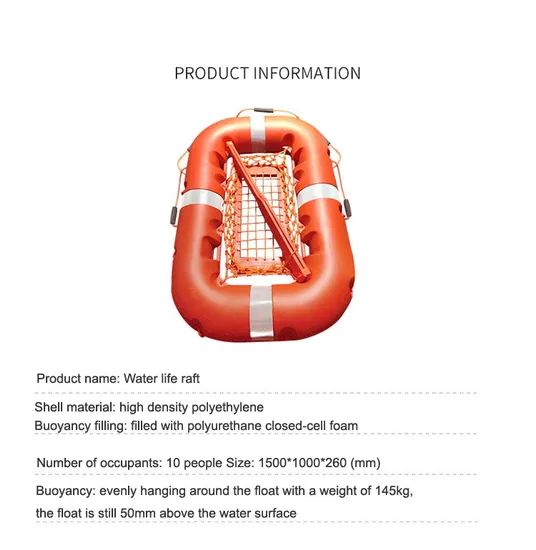 Marine Life Raft Hoistable Lifeboat Water Rescue Equipment Seater 2 Paddle Yes Color Orange Model NO. Lb-02 Model No. - Image 3