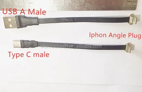 FPC Fpv Ultra Slim Customized USB Am to Type C Extension Cable Flat Ribbon USB Data Cable with Micro and Lightning Connectors USB 3.1 Type C to Am Angle Cable - Image 3