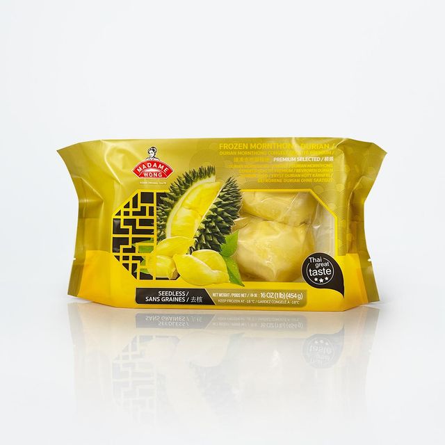 Frozen Monthong Durian Flesh Seedless from Thailand – Premium Grade | Madame Wong | 454g - Image 1