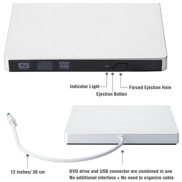 Wholesale Slim USB3.0 Type C Optical Drive External DVD RW CD Writer Burner Reader Player for Laptop PCs and Desktops - Image 3