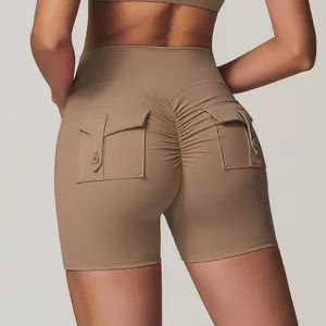 Wholesale Custom Logo Women Sports Shorts Quick-Dry Pocket Fitness Yoga Pants - Image 2