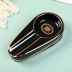CX09 Custom Gold Rim Porcelain Cigar Ashtray 9x8CM cxlies 1Y Origin China Model NO. CX-09 Brand Customized Trademark cxlies - Image 3