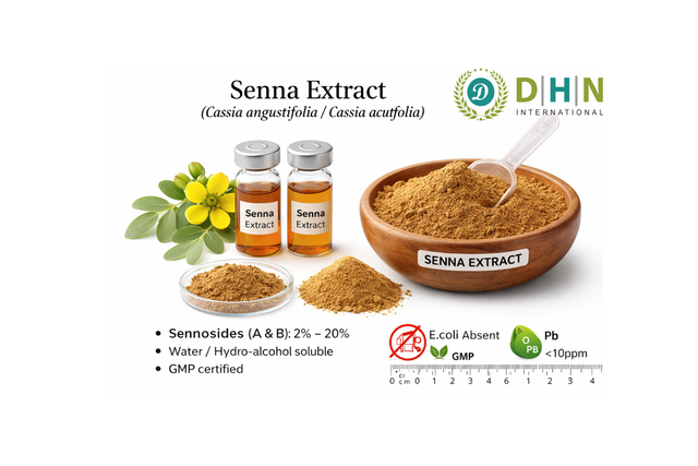 Senna Extract Manufacturer in India-DHN INTERNATIONAL Purity 95–99% Origin Asia, India Shelf Life 3 years Packaging HDPE DRUMS - Image 2