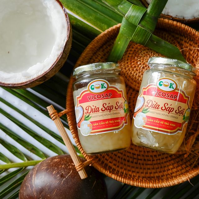 Vietnamese Macapuno Coconut Strings of Flesh Topping Preserved Glass Jar 240g 380g Sweet Jam Vicosap Preserved Fruit Coconut - Image 3