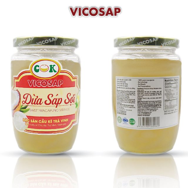 Vietnamese Macapuno Coconut Strings of Flesh Topping Preserved Glass Jar 240g 380g Sweet Jam Vicosap Preserved Fruit Coconut - Image 2