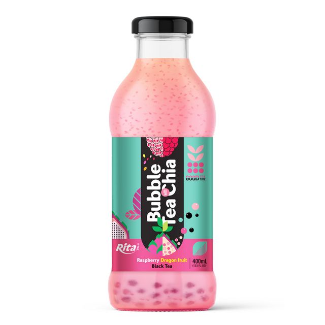 Free Sample Best Sell Bubble Tea 400Ml Bubble Tea Chia With Raspberry Dragon Fruit Black Tea Flavor - Image 1