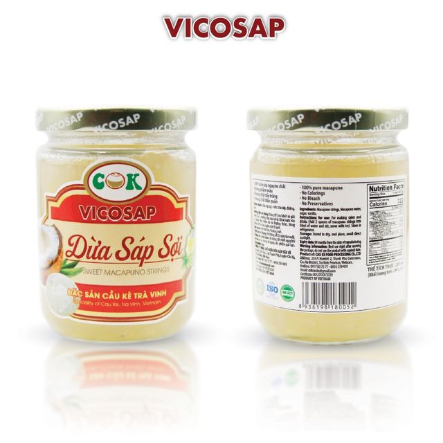 Vietnamese Macapuno Coconut Strings of Flesh Topping Preserved Glass Jar 240g 380g Sweet Jam Vicosap Preserved Fruit Coconut - Image 5