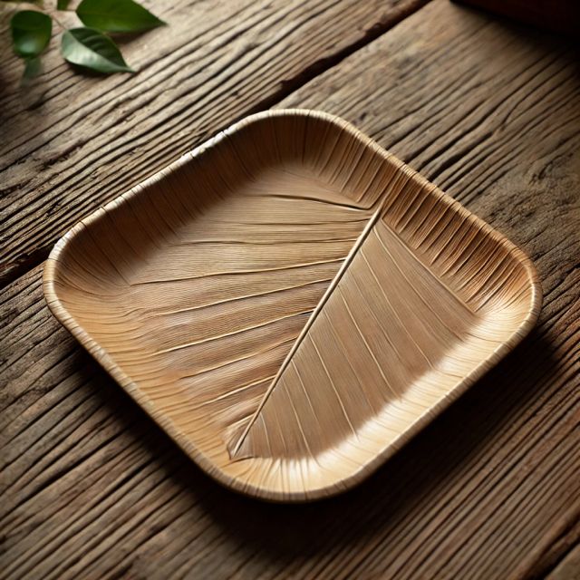 Areca Leaf Plates Material Areca Palm Leaves Texture Natural With Visible Leaf Veins Heat Resistance Microwave-safe And - Image 2