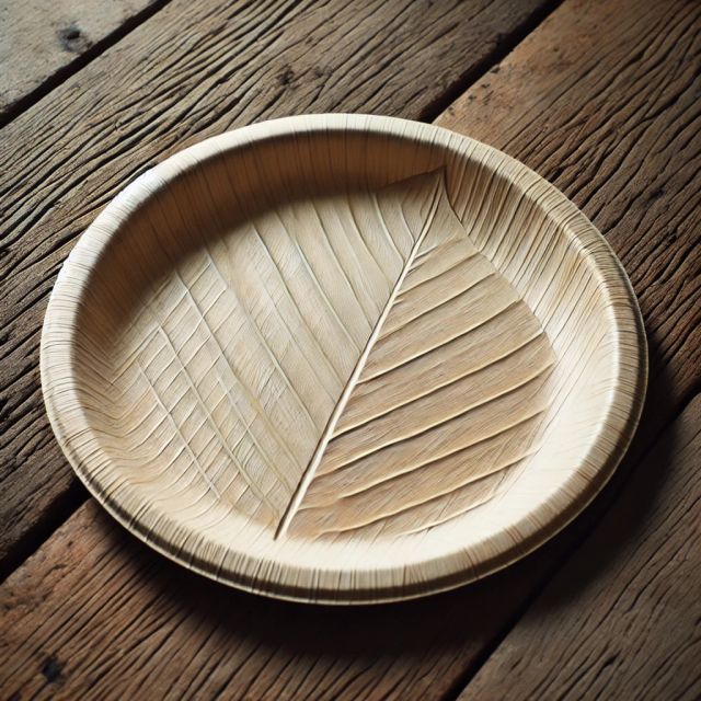 Areca Leaf Plates Material Areca Palm Leaves Texture Natural With Visible Leaf Veins Heat Resistance Microwave-safe And - Image 3
