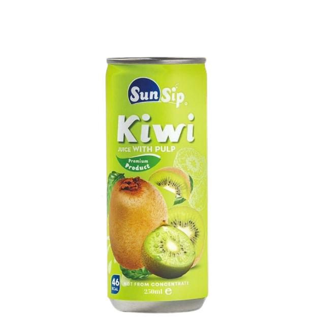 SUNSIP FRUIT JUICE with Kiwi – 250ml slim can - Image 1