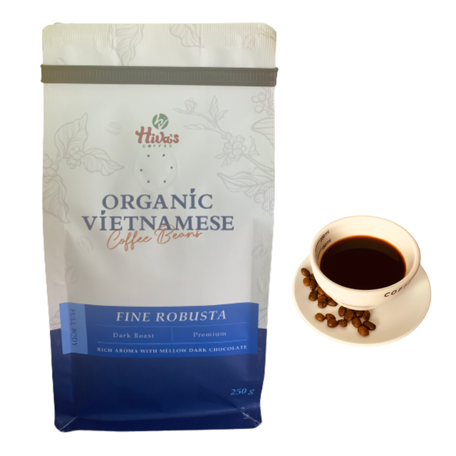 Roasted coffee beans Fine Robusta Organic Vietnamese Hiva's coffee - Pure roasted coffee bean with top quality – product photo 3, product detail gallery