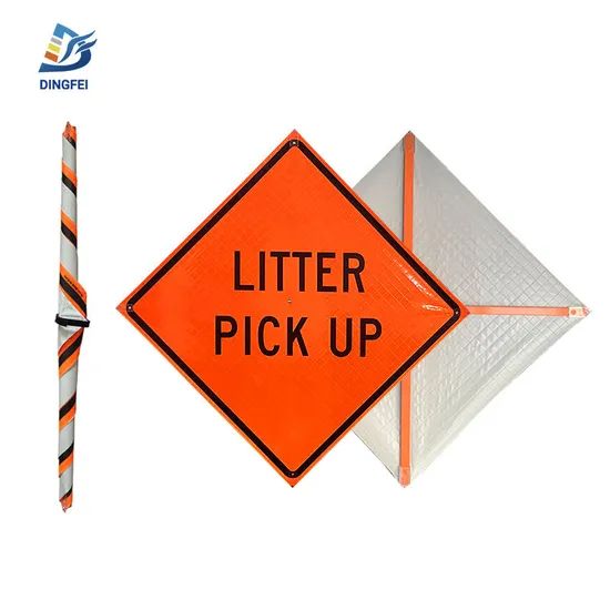 PVC Litter Pick up Traffic Roll up Sign Warning Folding Reflective Road Control Sign - Image 2