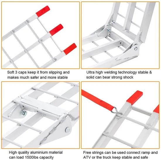High Lift 340kgs Portable Ramp Car Aluminum ATV Ramp Adjustable Loading Ramps - Image 4