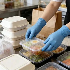 Food Grade Powder Free Heat Resistant Blue Nitrile Disposable Gloves for Catering Kitchen Cooking Prep Work - Image 3