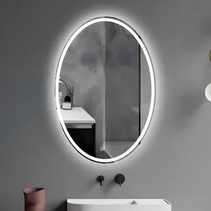 LED Round Rectangular Square Mirror 60-100cm 400K Fogless Waterproof Metal Frame Silver 1Y CE IP44 - Image 3