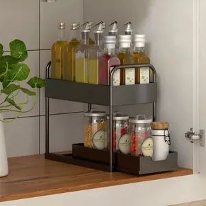 Double Layer Sliding Kitchen Storage Rack Under Sink Organizers - Image 6