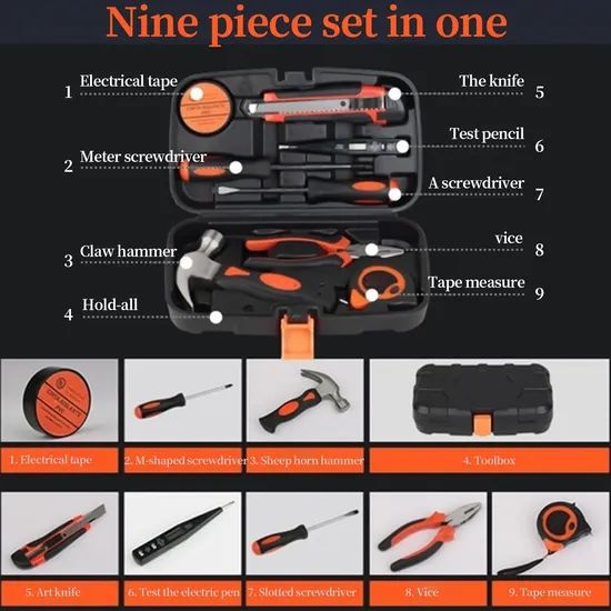 High Quality 9PCS Promotional Household Hand Tool Set MOQ 300 Sets Origin China Brand Behappy Trademark BEHAPPY Product Socket - Image 3