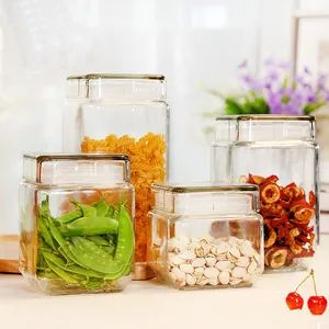 Glass Bottle for Kitchen Storage with Transparent Lid - Image 1