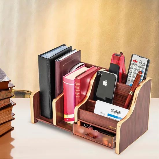 Desktop Wooden File Tray with Drawer - Image 1