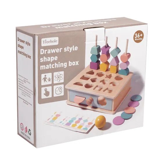 Wood Drawer Shape Matching Box DIY Educational Math Toys Scale Medium Origin China Style Chinese Color as Photo Trademark - Image 6