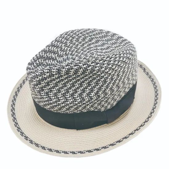 Recycled PP Braid Custom Men Fedora Hat Origin China Style Striped HS Code 6504000000 Pattern Plain Dyed Model NO. - Image 6