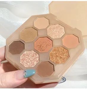 Milk Tea Bear Nine Color Eyeshadow Tray Earth Color Eyeshadow Makeup - Image 4