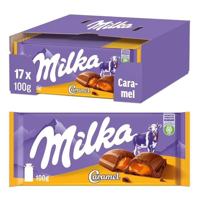 Milka Caramel 100% Alpine Milk Chocolate original and imported 100 g - Image 2