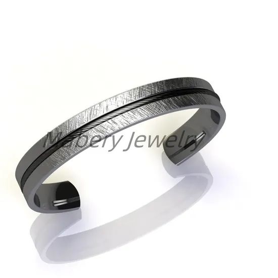 Elegant Titanium Bangle with Unique Rope Design and Screws - Image 1