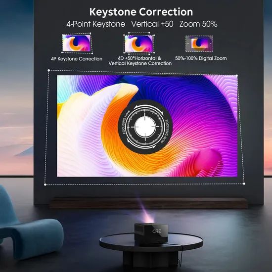 Cre Cr67 1200 ANSI Lumens 4K Mini Android 9 LED LCD Portable Projector - Image 3
