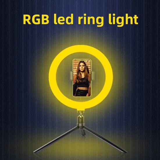 LED Dimmable Desktop Beauty Selfie Light RGB 10inch 3000-6500K 8W 80CRI USB 96PCS Black - Image 1