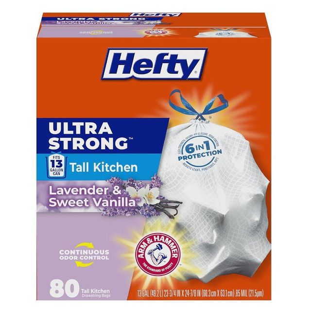 Hefty Ultra Strong Kitchen Trash Bags Heavy Duty Drawstring Tall Garbage Bags - Image 1