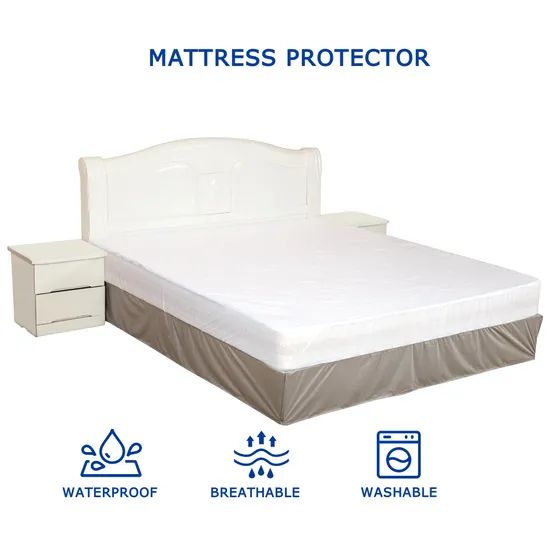 Smooth Top Mattress Protector Waterproof Breathable Deep Pocket Mattress Cover Polyester - Image 1