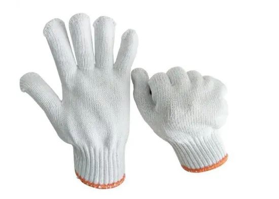Labour White Cotton Knitted Safety Work Gloves Color White Length Medium Origin Shandong Model NO. STY008 Size - Image 1