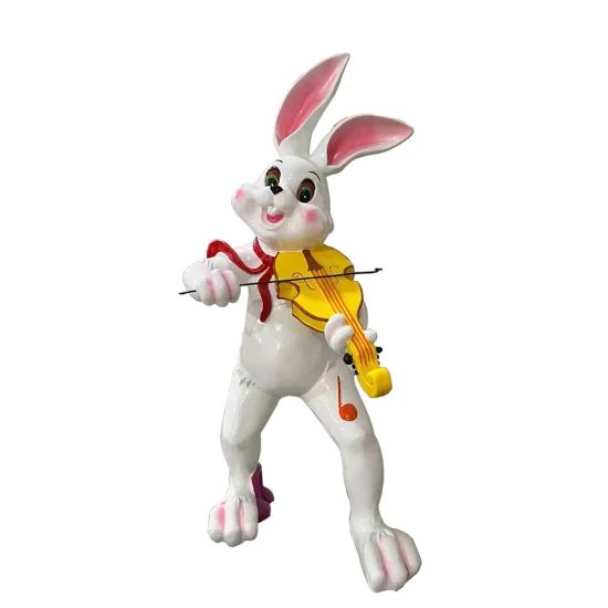Outdoor 2m Rabbit Playing Musical Instruments Sculpture - Image 1