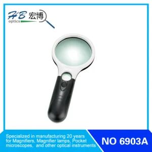 2.5X LED Racket Handheld Reading Magnifying Glass G.W. 22kg Trademark HB Qty/CTN 100PCS LED 2LED Light Shape Circular Origin Zhejiang - Image 1