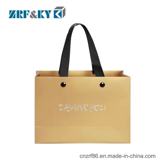 Custom Printed Cardboard Shopping Paper Bags with Flat Rivet Handle - Image 4