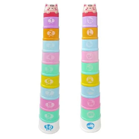 Intelligent Number Counting CPC Children Stacking Nesting Cup Toy Stack up Cups Baby Bath Toys - Image 3