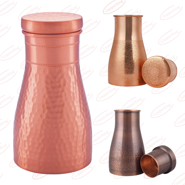 Colour Pure Copper Water Table Pot Pitcher Design Pot Brand Copper Color Colour Capacity 1.1ltr Finishing Mirror Copper purity - Image 1