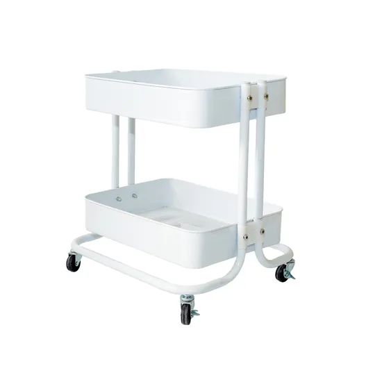 Durable 2-Tier Carbon Steel Utility Cart for Easy Organization - Image 6