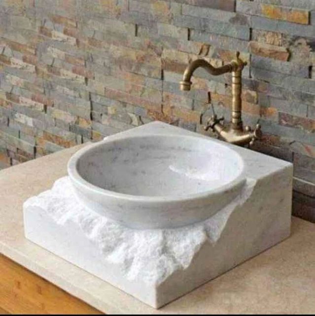 White Marble Table Top Wash Basin Shape Round Color White Material Marble Size 30 Inch (Dia) Finishing Polished Design Type - Image 5