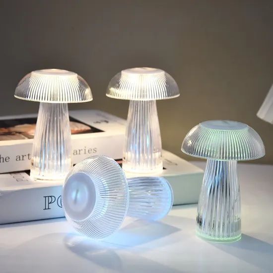 RGB Color Changing Warm White Color Jellyfish LED Night Light Mushroom Table Lamp - Image 2