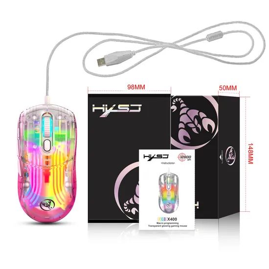 Computer Parts 7key Transparent Wired RGB Colorful Light Mice Programmable Gaming Mouse for Windows System - Image 2