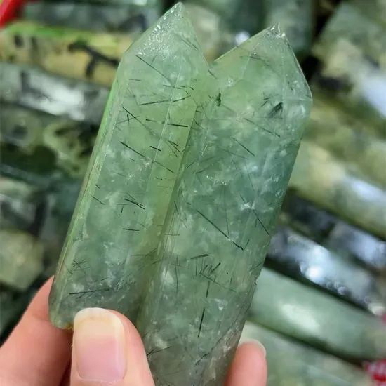 Semi Precious Stone Decoration Rutilated Quartz Pillar Hexagonal Column Stone Ornament - Image 6