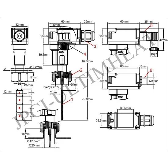 Premium Brass Body Paddle Flow Switches for Liquid Control Model NO. R1V Flow Rate 740 Voltage 250VAC Trademark JPCI Media Type - Image 2