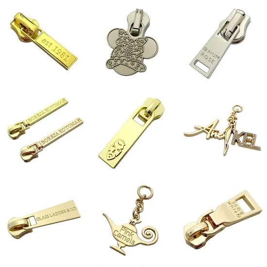 Exquisite Logo Shape Custom Decorative Zipper Pullers Double Gold Puller Slider Made - Image 6