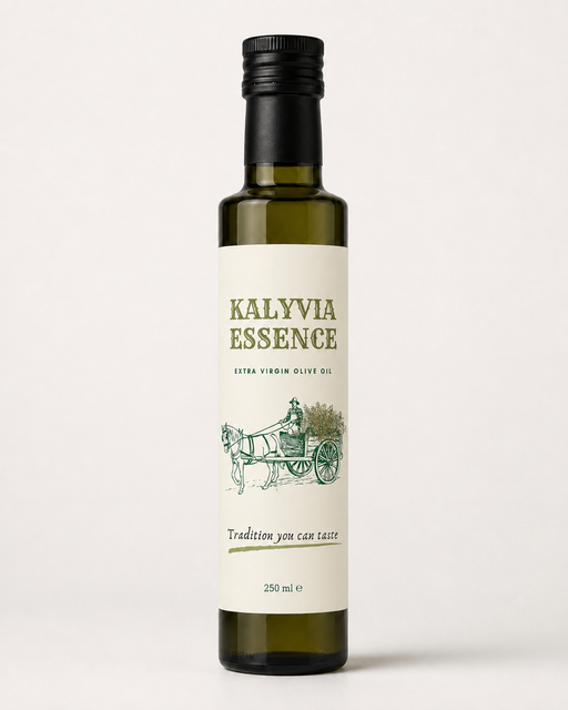 Kalyvia Essence Greek Extra Virgin Olive Oil – 250ml Dorica Glass Bottle - Image 1