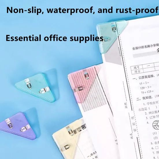 Corner Paper Clips, Plastic Paper Corner Clips, Cute Books Triangle Binder Clips, for Office Staff Student Teacher Prevent Book Corner Curling - Image 3