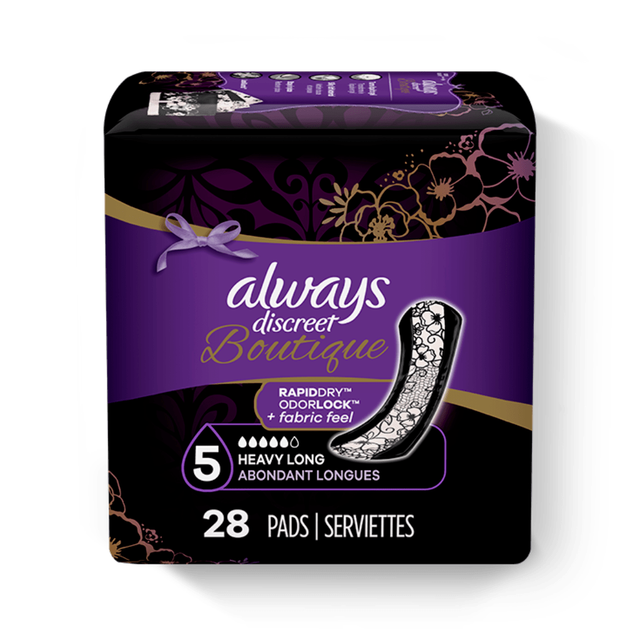 Always Discreet, Incontinence & Postpartum Pads For Women, Size 5, Heavy Absorbency, Long Length, 39 Count - Image 2