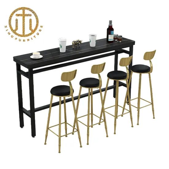 Black Modern Slate Cabinets Rectangular Multipurpose Bar Table - Image 6