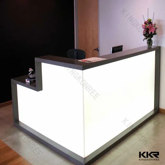 Modern Design Custom Made Solid Surface Commercial Reception Office Table - Image 4